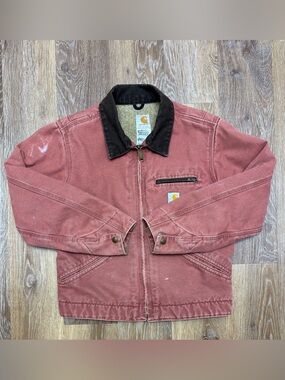 Carhartt Red Work Jacket with Black Collar